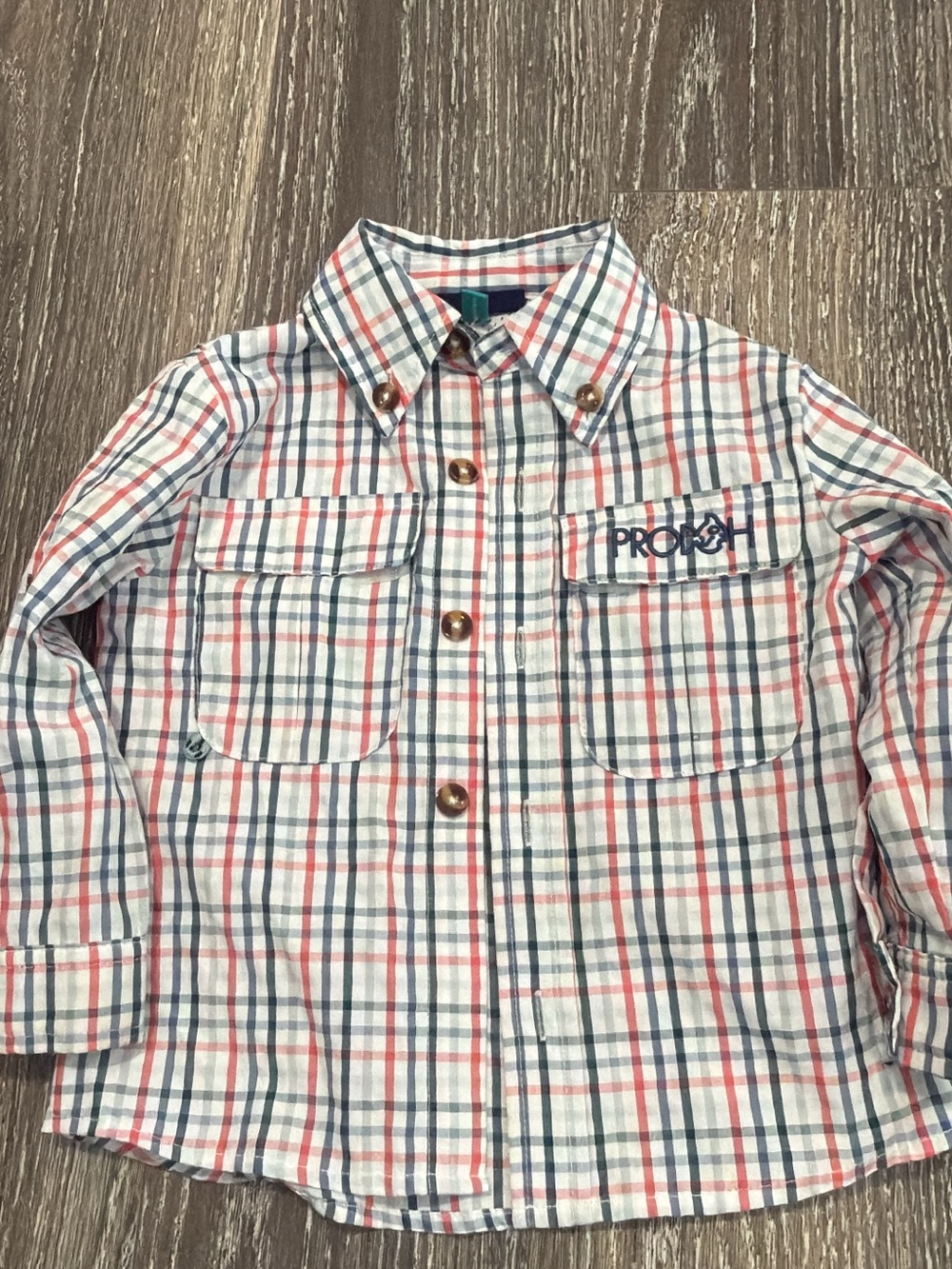 Prodoh Boys' Plaid Button-Up Shirt in White, Red & Blue